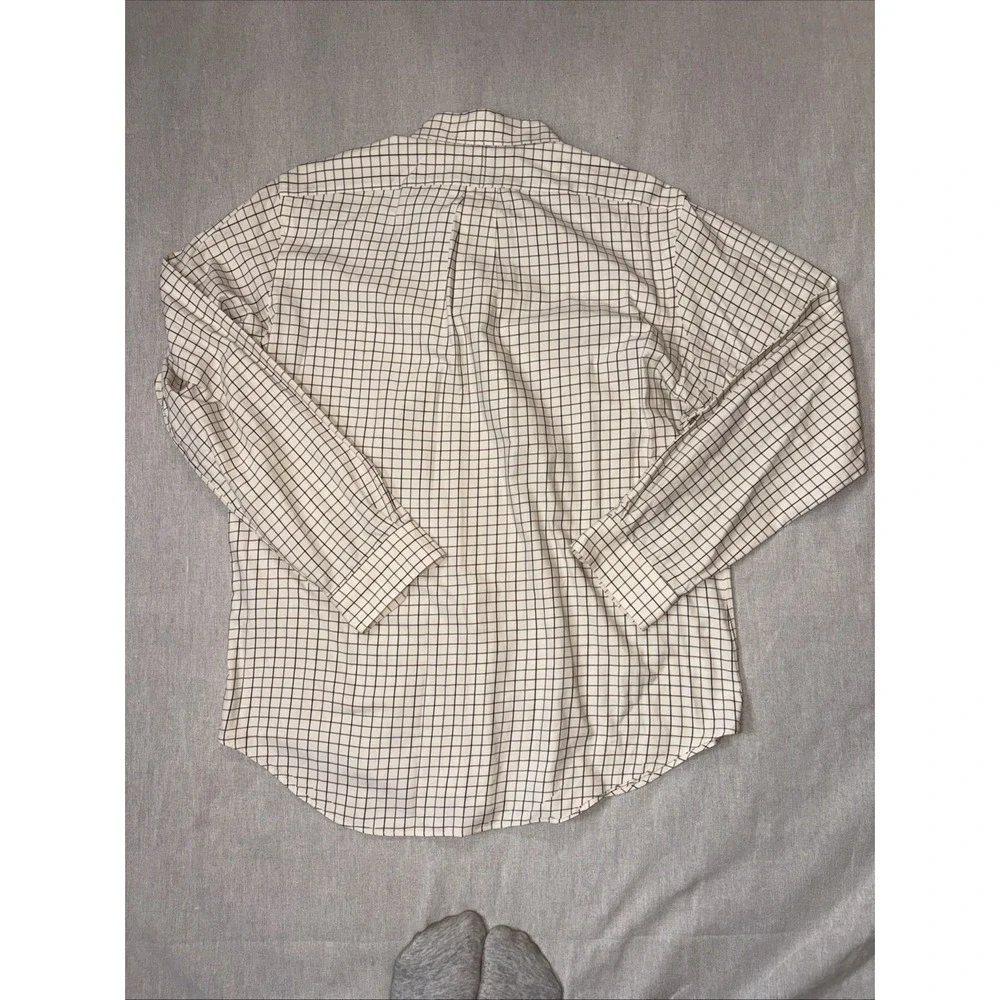 Ralph Lauren‎ Shirt Mens Large Beige Red Green Check Button Down Oxford Pony